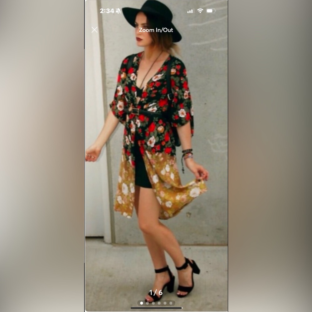 gorgeous vintage midi kimono has a moody floral pattern bohemian hippy vibe